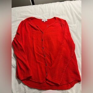 Michael Stars Vibrant Red Button-Down Shirt